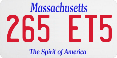 MA license plate 265ET5