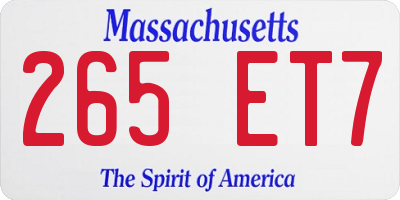 MA license plate 265ET7