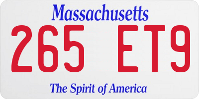 MA license plate 265ET9