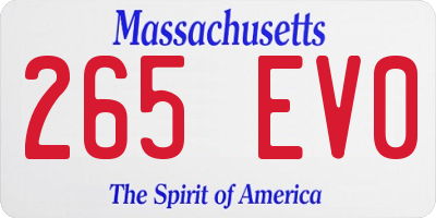 MA license plate 265EV0