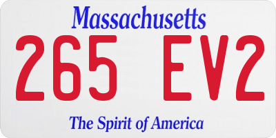 MA license plate 265EV2