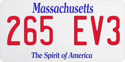 MA license plate 265EV3