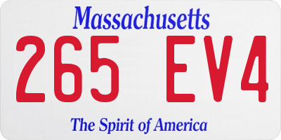 MA license plate 265EV4