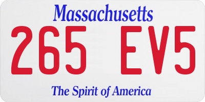 MA license plate 265EV5