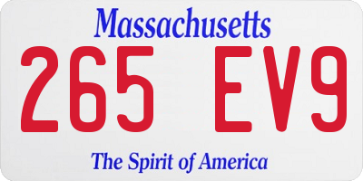 MA license plate 265EV9