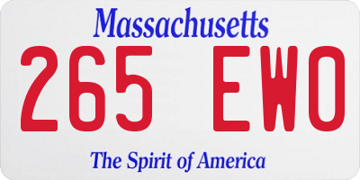 MA license plate 265EW0