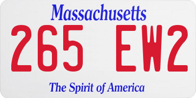 MA license plate 265EW2