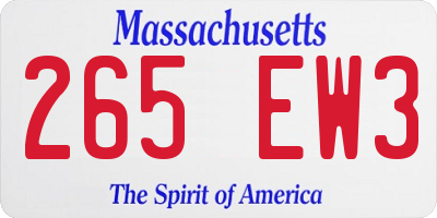 MA license plate 265EW3