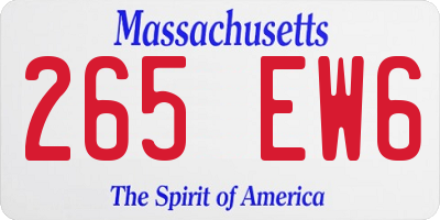 MA license plate 265EW6