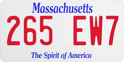 MA license plate 265EW7