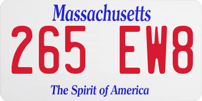 MA license plate 265EW8