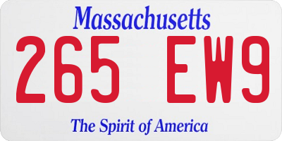 MA license plate 265EW9