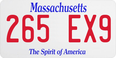 MA license plate 265EX9