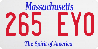 MA license plate 265EY0