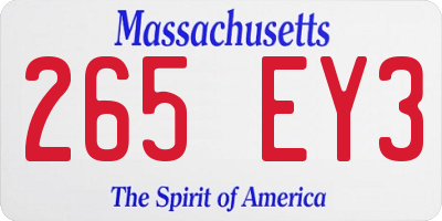 MA license plate 265EY3