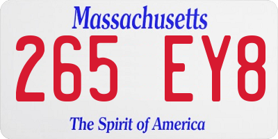 MA license plate 265EY8