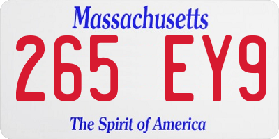 MA license plate 265EY9
