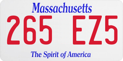 MA license plate 265EZ5