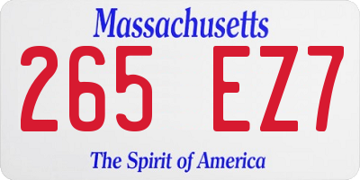 MA license plate 265EZ7