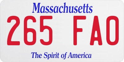 MA license plate 265FA0