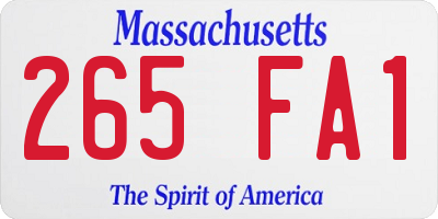 MA license plate 265FA1