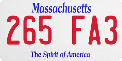 MA license plate 265FA3