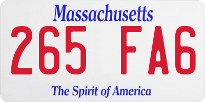 MA license plate 265FA6