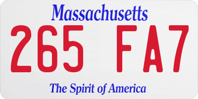 MA license plate 265FA7