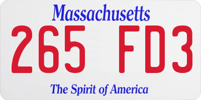 MA license plate 265FD3
