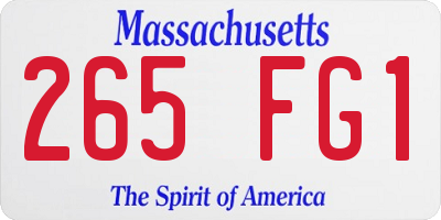 MA license plate 265FG1
