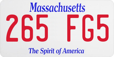 MA license plate 265FG5