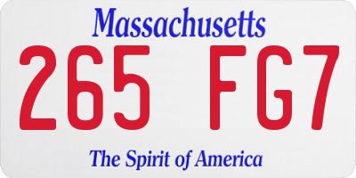 MA license plate 265FG7
