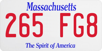 MA license plate 265FG8