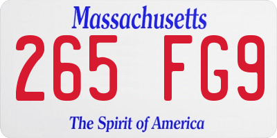 MA license plate 265FG9