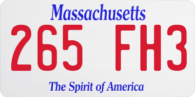 MA license plate 265FH3