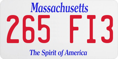 MA license plate 265FI3