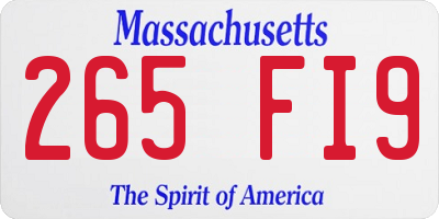 MA license plate 265FI9