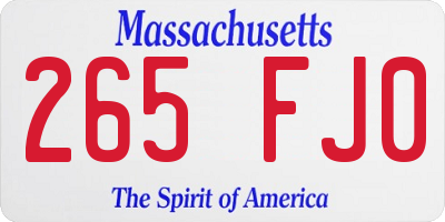 MA license plate 265FJ0