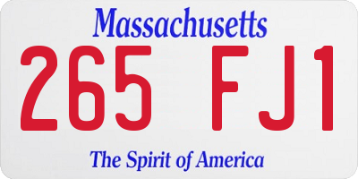 MA license plate 265FJ1