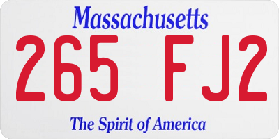 MA license plate 265FJ2