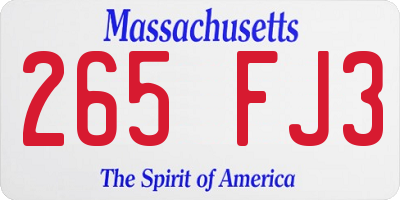 MA license plate 265FJ3