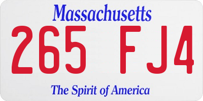 MA license plate 265FJ4