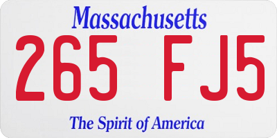 MA license plate 265FJ5