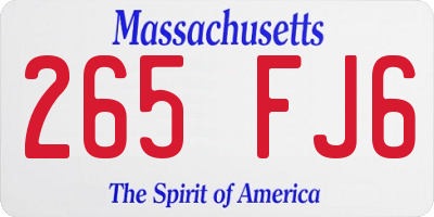 MA license plate 265FJ6
