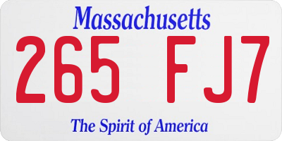 MA license plate 265FJ7
