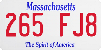 MA license plate 265FJ8