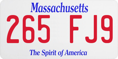 MA license plate 265FJ9
