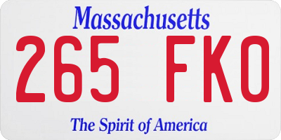 MA license plate 265FK0