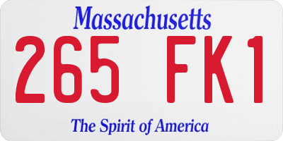 MA license plate 265FK1