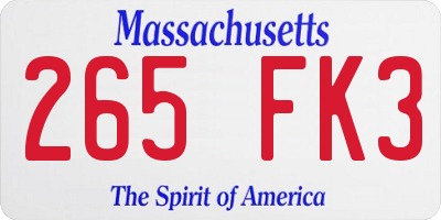 MA license plate 265FK3
